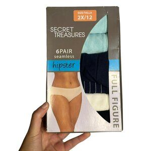 Secret Treasures 6-Pack Women’s Seamless Hipster Panties | 4X/14 Assorted Colors